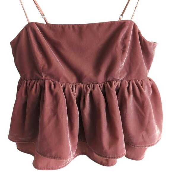 Urban Outfitters Olivia Velvet Tiered Peplum Cami - Picture 7 of 8
